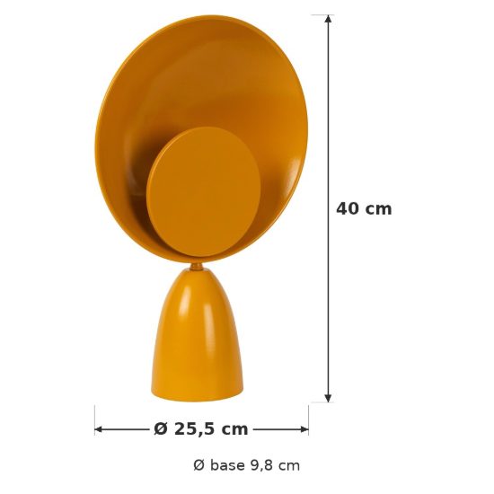 Lampada da tavolo rotonda per salotto moderna giallo ocra nero led 8w 2100k