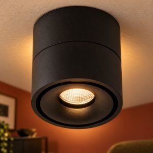 Faretto da soffitto per soggiorno orientabile moderno nero led 10w 2700k