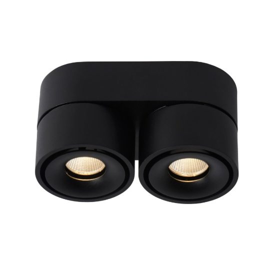 Plafoniera con 2 faretti orientabili moderna ovale nero led 20w 2700k
