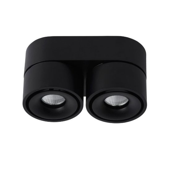 Plafoniera con 2 faretti orientabili moderna ovale nero led 20w 2700k