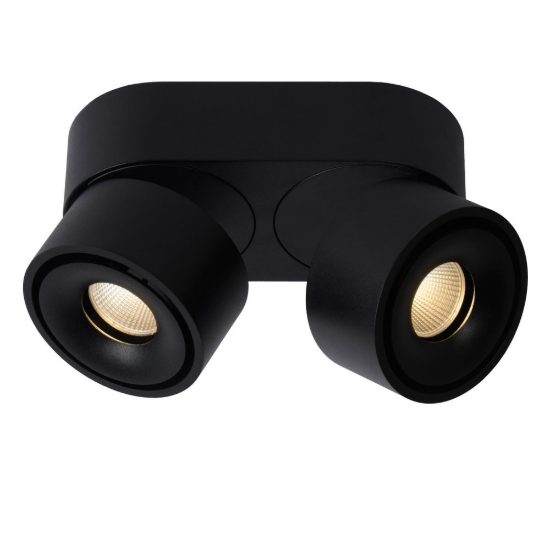 Plafoniera con 2 faretti orientabili moderna ovale nero led 20w 2700k