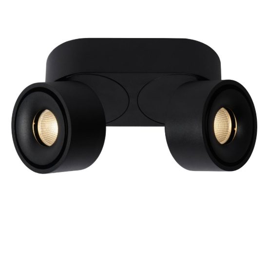 Plafoniera con 2 faretti orientabili moderna ovale nero led 20w 2700k