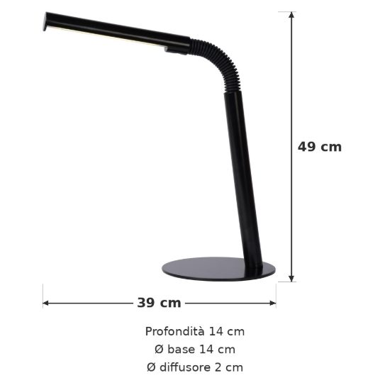 Lampada da scrivania per studio moderna nero led 5w 2700k