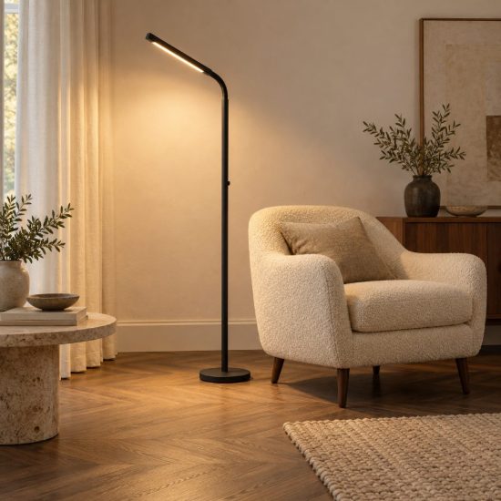 Piantana da lettura per soggiorno moderna nero led 6w 2700k touch dimmer ricaricabile