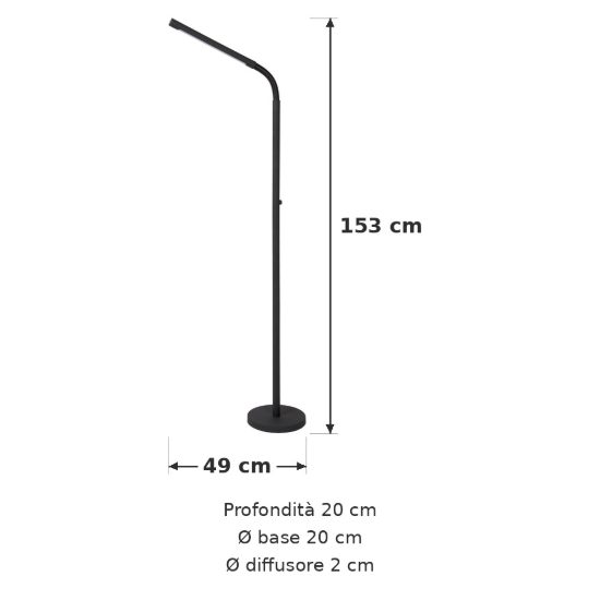 Piantana da lettura per soggiorno moderna nero led 6w 2700k touch dimmer ricaricabile