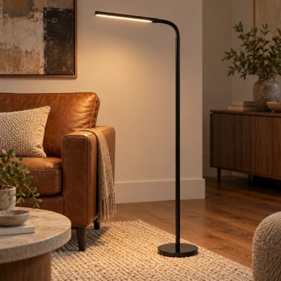 Lampada da terra da lettura per soggiorno moderna nero led 6w 2700k