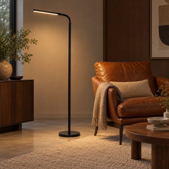 Lampada da terra da lettura per soggiorno moderna nero led 6w 2700k