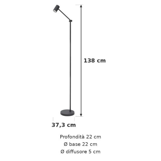Piantana per soggiorno moderna nero led 3w 2700k dimmerabile ricaricabile