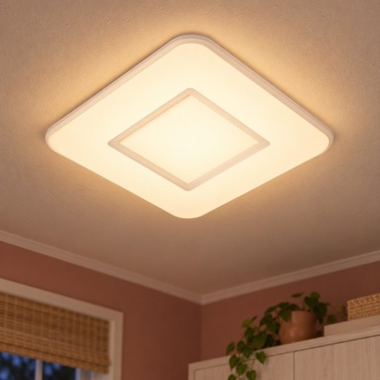 Plafoniera quadrata extrapiatta moderna bianco led 24w 2700k dimmerabile