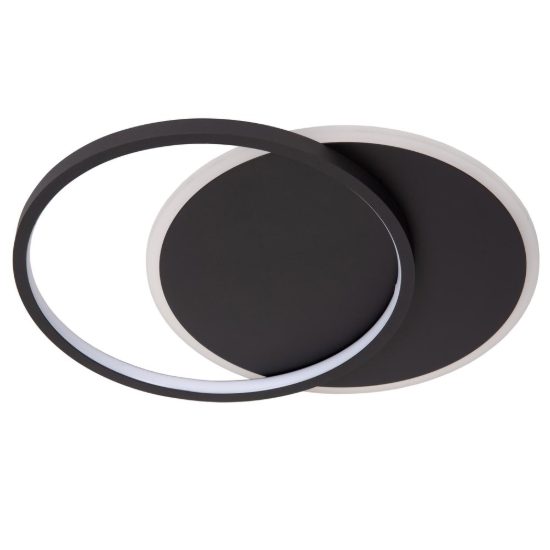 Plafoniera con anello e disco moderna nero led 24w 2700k dimmerabile