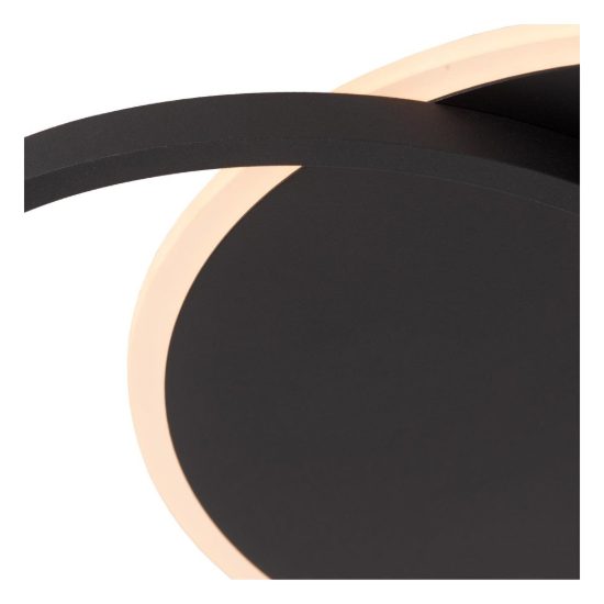 Plafoniera con anello e disco moderna nero led 24w 2700k dimmerabile