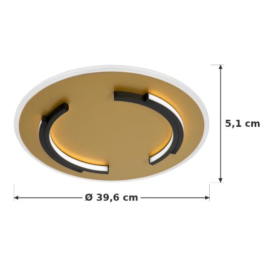 Plafoniera rotonda moderna oro led 30w 2700k