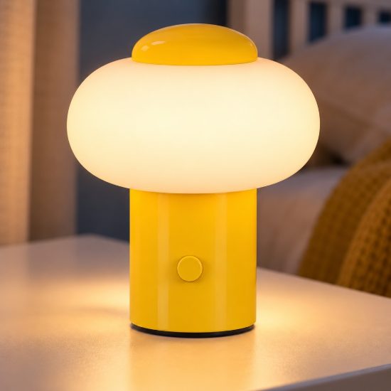 Abat-jour ovale per comodino moderno giallo led 0,8w 2700k touch dimmer ricaricabile
