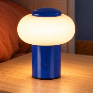 Abat-jour ovale per comodino moderno blu led 0,8w 2700k touch dimmer ricaricabile
