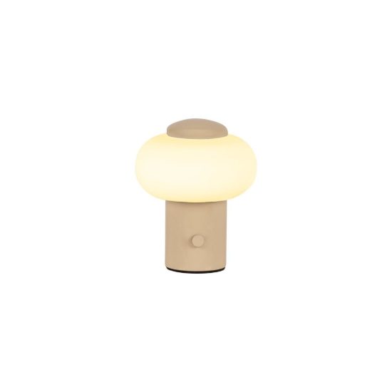 Abat-jour ovale per comodino moderno crema led 0,8w 2700k touch dimmer ricaricabile