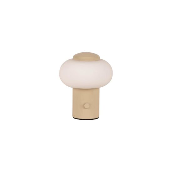 Abat-jour ovale per comodino moderno crema led 0,8w 2700k touch dimmer ricaricabile