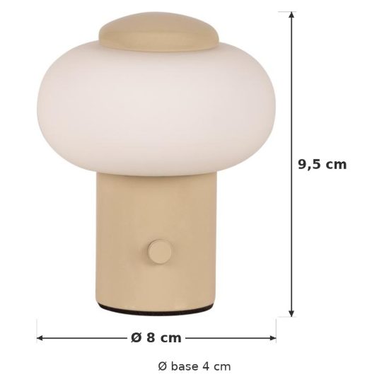 Abat-jour ovale per comodino moderno crema led 0,8w 2700k touch dimmer ricaricabile
