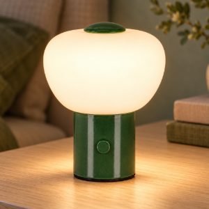 Abat-jour a cupola per comodino moderno verde led 0,8w 2700k touch dimmer ricaricabile