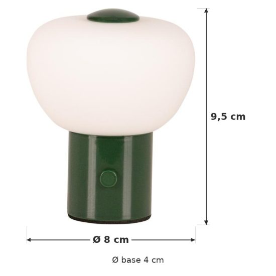 Abat-jour a cupola per comodino moderno verde led 0,8w 2700k touch dimmer ricaricabile