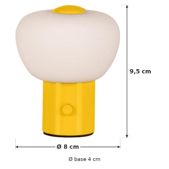 Abat-jour a cupola per comodino moderno giallo led 0,8w 2700k touch dimmer ricaricabile
