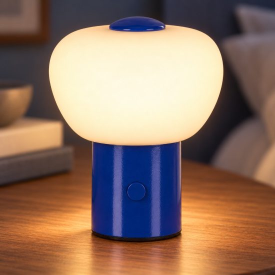 Abat-jour a cupola per comodino moderno blu led 0,8w 2700k touch dimmer ricaricabile