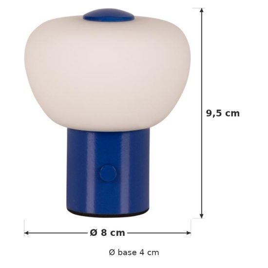 Abat-jour a cupola per comodino moderno blu led 0,8w 2700k touch dimmer ricaricabile