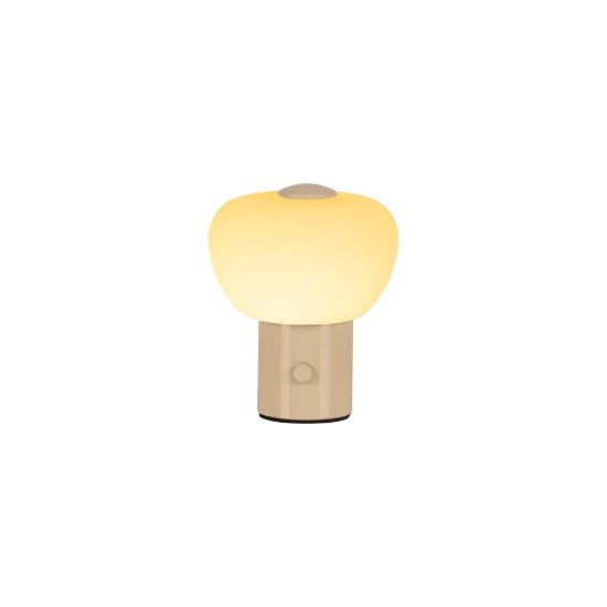 Abat-jour a cupola per comodino moderno crema led 0,8w 2700k touch dimmer ricaricabile