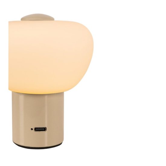 Abat-jour a cupola per comodino moderno crema led 0,8w 2700k touch dimmer ricaricabile