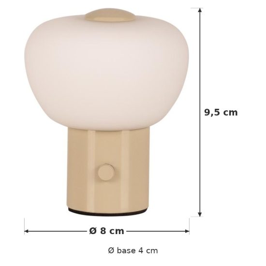 Abat-jour a cupola per comodino moderno crema led 0,8w 2700k touch dimmer ricaricabile
