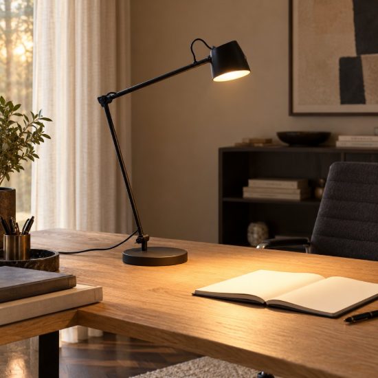 Lampada da scrivania a braccio per studio moderna nero led 8w 2700k touch dimmer