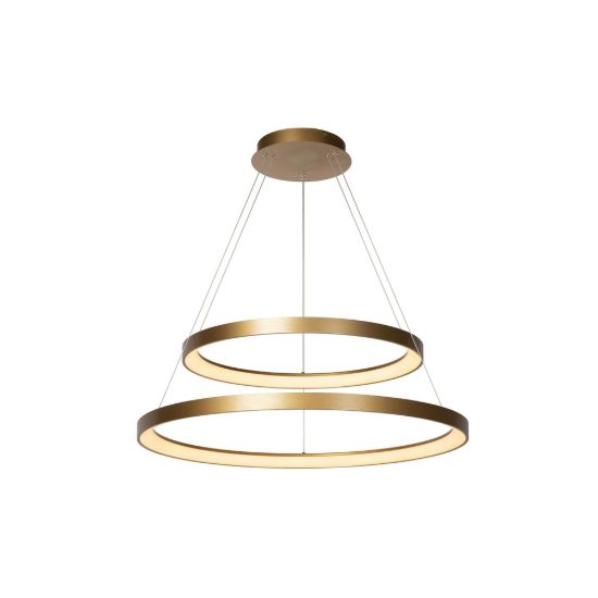 Lampadario a sospensione ad anelli per sala da pranzo contemporaneo oro opalino led 92w 2700k