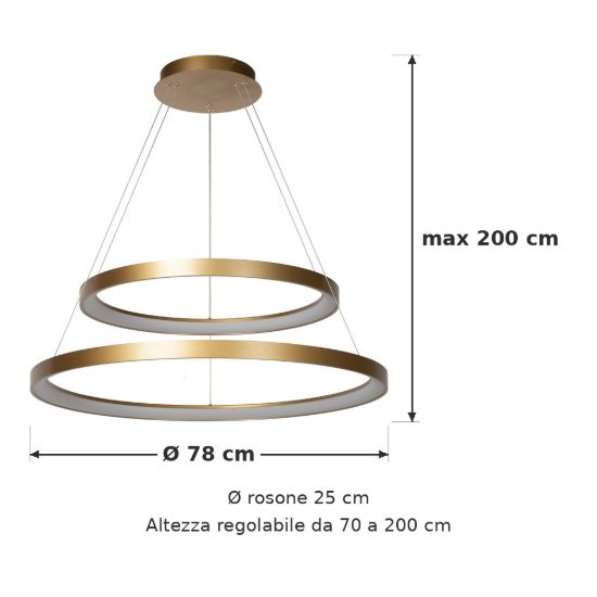 Lampadario a sospensione ad anelli per sala da pranzo contemporaneo oro opalino led 92w 2700k