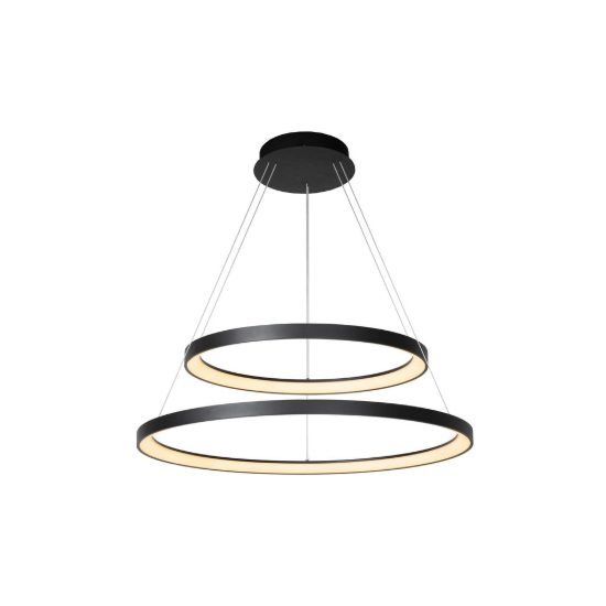 Lampadario a sospensione ad anelli per sala da pranzo moderno nero opalino led 92w 2700k