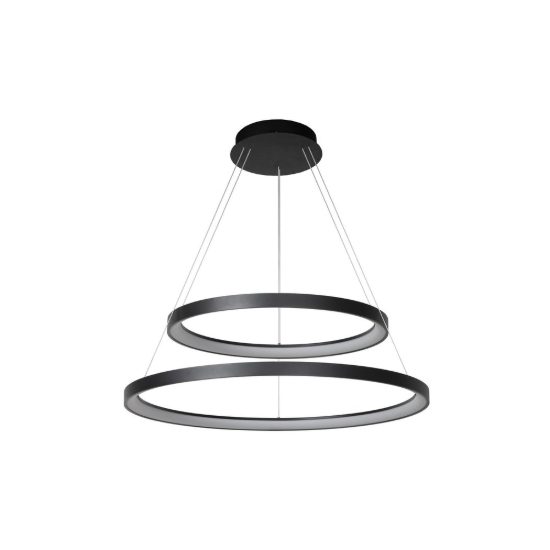 Lampadario a sospensione ad anelli per sala da pranzo moderno nero opalino led 92w 2700k