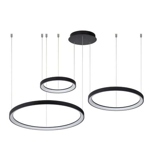 Lampadario a sospensione ad anelli per sala da pranzo moderno nero opalino led 120w 2700k