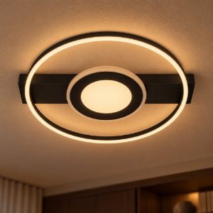 Plafoniera per camera da letto moderna nero led 32w 2700k dimmerabile