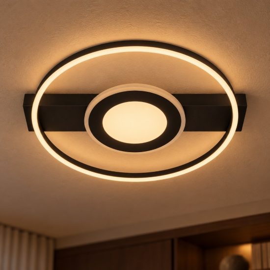Plafoniera per camera da letto moderna nero led 32w 2700k dimmerabile