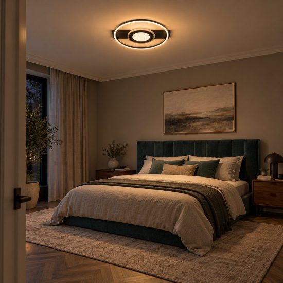 Plafoniera per camera da letto moderna nero led 32w 2700k dimmerabile