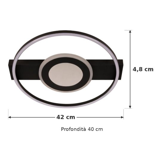 Plafoniera per camera da letto moderna nero led 32w 2700k dimmerabile