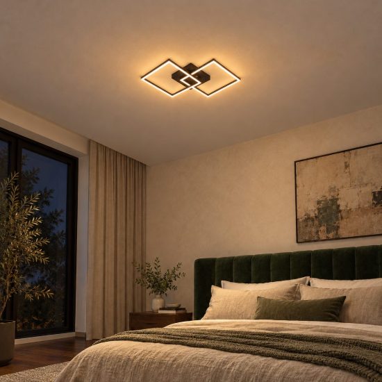 Plafoniera per camera da letto moderna nero led 23w cct 2700k 3300k 4000k