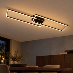 Plafoniera lineare per soggiorno moderna nero led 23w cct 2700k 3300k 4000k