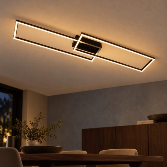 Plafoniera lineare per soggiorno moderna nero led 23w cct 2700k 3300k 4000k