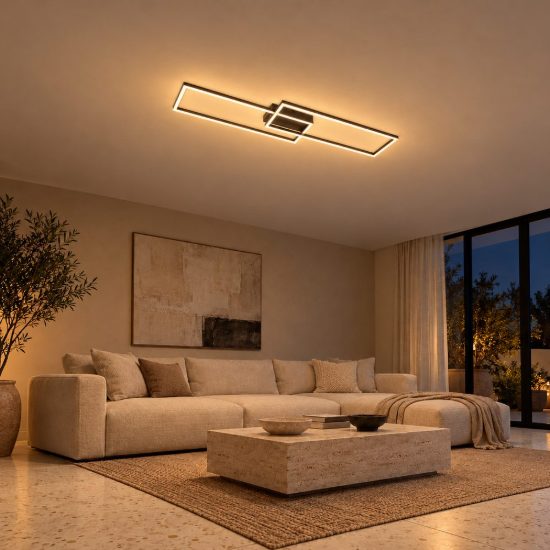 Plafoniera lineare per soggiorno moderna nero led 23w cct 2700k 3300k 4000k