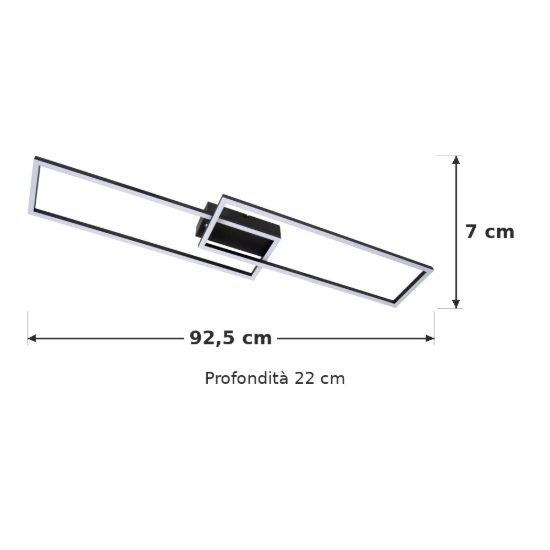 Plafoniera lineare per soggiorno moderna nero led 23w cct 2700k 3300k 4000k