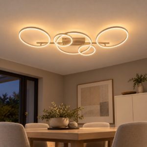 Plafoniera piccola ad anelli per soggiorno moderna tortora led 37w cct 2700k 3300k 4000k