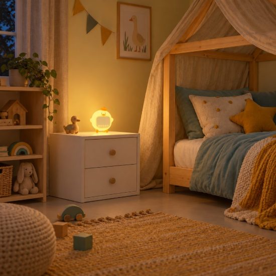 Lampada da comodino per cameretta bambini giallo led 1,5w 2100k ricaricabile a forma di anatra