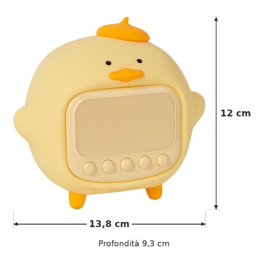 Lampada da comodino per cameretta bambini giallo led 1,5w 2100k ricaricabile a forma di anatra