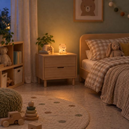 Lampada da comodino per cameretta bambini marrone led 0,5w 2100k ricaricabile a forma di orsetto