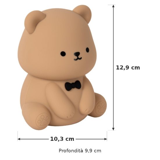 Lampada da comodino per cameretta bambini marrone led 0,5w 2100k ricaricabile a forma di orsetto