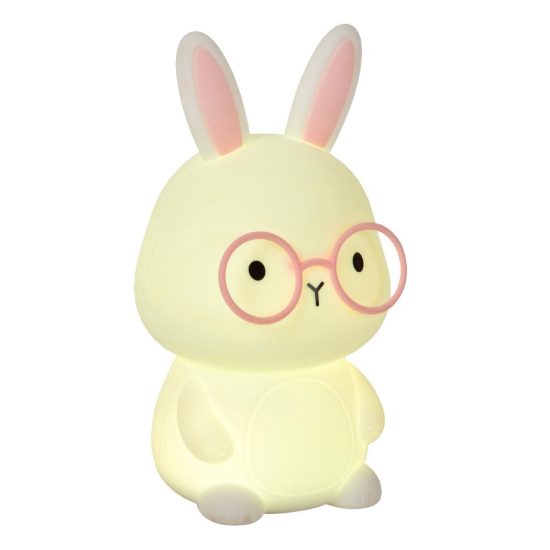 Lampada da comodino per cameretta bambini bianco led 0,5w 2700k ricaricabile a forma di coniglietto